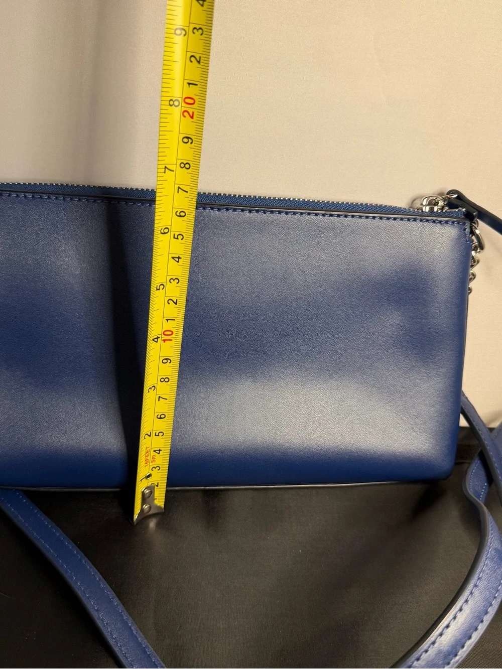 Kate Spade New York Blue Leather Bow Crossbody Shoulder Bag Zip Top Purse